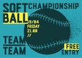 Softball Championship typographical style poster. Vector illustration.